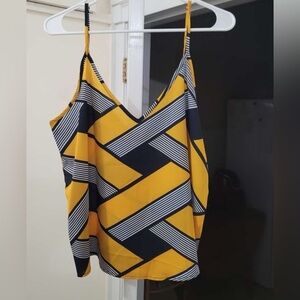 Yellow and Black Striped Women's Top